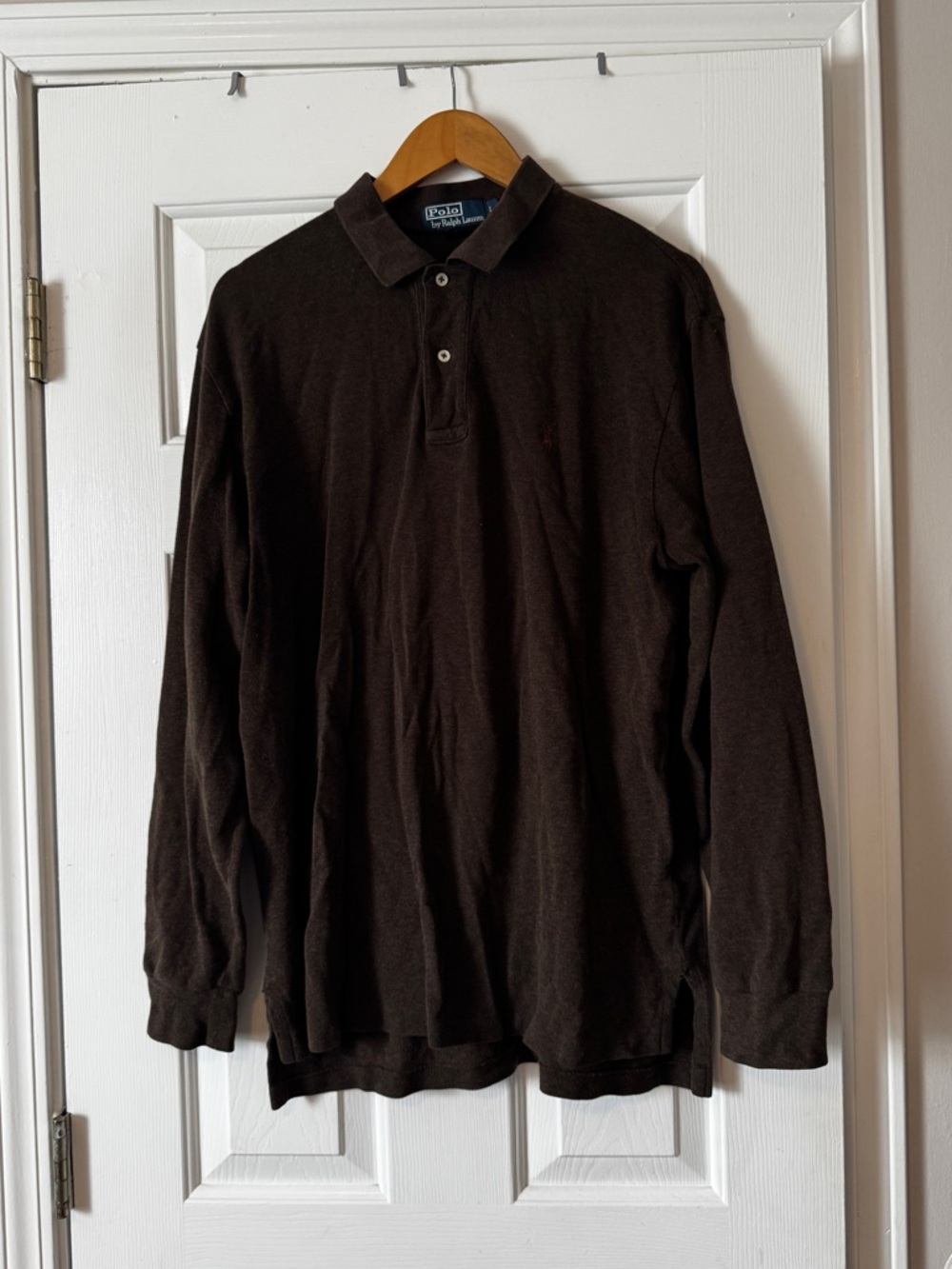 Polo by Ralph Lauren Long Sleeve Polo Shirt - Chocolate Brown Size Large